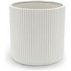 Rotondo Vaso in Ceramica Scanalato, 20.3 Cm, Bianco