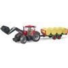 BRUDER 03198 -TRATTORE CASE IH OPTUM 300CVX CON BENNA E RIMORCHIO CARICABALLE
