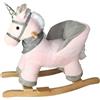 Unicorno Dondolo Cavalcabile Peluche Cavallo con Suoni Cintura Sicurezza Rosa