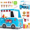 Carretto Gelati Bambini in Legno con Lavagna Scanner Lavandino Congelatore Gioco