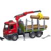 BRUDER 03669 - scala 1:16 - MB AROCS CAMION TRASPORTO 3 TRONCHI CON GRU - NUOVO
