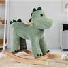 Dinosauro a Dondolo Verde in Peluche con Suoni Realistici Base in legno 3+