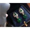 Orecchini Clip On Art Nouveau Argento Serpente CZ Perla Agata Verde EH6