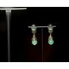 Orecchini a Perno Dorato Art Deco Strass Turchese Perla Giada Verde Pallido EH5