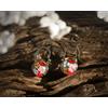 Orecchini a Monachella Dorato Perla Vetro 12mm Murano Stile Floreale Rosso ET3