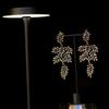 Orecchini Clip Su Pinze Pendenti Dorati A Chandelier Foglia D'Albero EH5