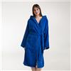Caleffi Accappatoio Con Cappuccio In Cotone Minorca 4XL DONNA Spugnissima Tinta Unita Blu Caleffi