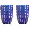 Zafferano Perle Bicchiere Blu - Vetro Colorato Soffiato a Bocca, 32 cl, Lavorato a Mano - Set da 2 Tumblers Artigianali per Acqua o Cocktail