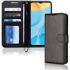 TECHGEAR Pelle Cover Oppo A15 - Custodia Portafoglio in Pelle Sintetica e TPU Antiurto, Funzione di Supporto con Slot per Schede e Cinturino da Polso per Oppo A15 - Nero