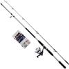 Shakespeare SALT Seabass Searcher Combo Set, canna da pesca e mulinello, combo Spinning Combo include custodia rigida, esche e finale, pesca costiera, branzino, blu e bianco, 2,70 m, 40-80 g