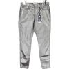 GUESS Pantaloni Sexy A Vite Donna W28 Aspetto Lucido Argento Zip Slim Fit