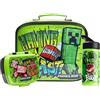 MINECRAFT Borsa Termica Pranzo, Borraccia e Porta Merenda Bambino - 3 Pezzi Set