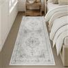 HUGEAR Vintage Tappeto Corridoio 60x180cm Grigio Lungo | Lavabile in Lavatrice,Pelo Corto,Antiscivolo,Cucina,Camera da Letto,Scendiletto,Cameretta,Ufficio,Vintage