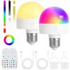Fynokst Lampadina ricaricabile con timer e telecomando, lampadine a batteria dimmerabili con base magnetica, lampadina LED di ricarica E27, lampade non cablate con 3 temperature di colore + 12 RGB 2PC