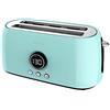 Cecotec ClassicToast 15000 Tostapane digitale extra doppio blu 1500 W, 2 Slot Lunghi per 4 toast, display digitale, 3 funzioni, canne superiori, design retrò