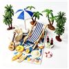 BATHRINS Set di 26 mini paesaggi da spiaggia, decorazione fai da te con poltrona da spiaggia, ombrellone, palma, sedia da spiaggia e accessori per giardino, casa delle bambole e micro paesaggio
