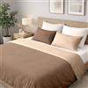 Ruggeri, Set Copripiumino Matrimoniale, Microfibra, Tortora Bicolor | 1 Lenzuolo a Sacco Double 250 x 200 cm con Patella di 40 cm e 2 Federe di 50 x 80 cm Double con Chiusura a Sacco di 20 cm