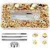 BetterJonny - Set di 80 bottoni automatici in ottone, diametro 15 mm, in rame, in metallo, bronzo, con attrezzi di fissaggio, per jeans, giacca, portafoglio, borsa a mano, oro