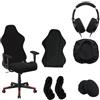 Pyralidsg 6 Pezzi Coprisedia da Gaming Set, Rivestimento per Sedia con Braccioli, Fodera per Sedia Elasticizzata, Copertura per Sedie da Ufficio, Sedie da Gioco, Stile Racing(Nero)
