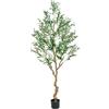 LATCHHOOK Albero di ulivo artificiale realistico, 1,8 m, per interni, con rami flessibili, nessuna manutenzione, piante finte per soggiorno, ufficio, ingresso