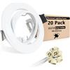 Wondlumi 20 faretti LED da incasso GU10, 68-85 mm, orientabili a 360°, 230 V, bianco opaco, rotondo, telaio da incasso con attacco GU10
