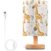 Mnsruu Lampada da comodino a forma di giraffa con animali della foresta infantile, lampada da comodino a LED, paralume in tessuto, piccola lampada per camera da letto e soggiorno (lampadina inclusa)