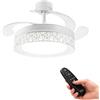 IluminaShop Ventilatore da soffitto con luce LED 66 W con luce CCT regolabile e controllo dell'intensità, motore DC 30 W + luce 36 W, silenzioso, 6 velocità, 4 pale retrattili, timer.