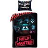 Halantex FIVE NIGHTS at FREDDY'S Set Letto HELP WANTED - Copripiumino reversibile 140x200cm con federa 70x90cm - 100% Poliestere Multicolore FNAF