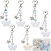 SUNNYCLUE Set di 6 portachiavi fai da te a forma di farfalla, perline colorate a forma di farfalla, ciondoli a forma di cuore, farfalle, perline distanziali in vetro acrilico, per realizzare