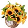 MERRYHAPY Fiori Finti Girasoli in Vaso, Piantina Bonsai Piccola | Decorazione per Ufficio e Scaffale, Atmosfera Naturale, Pp e Ferro, senza Annaffiatura