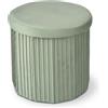 Relaxdays Pouf in Velluto con vano portaoggetti, Imbottito, Pieghevole HxD: 38 x 38 cm, Rotondo, Colore: Salvia