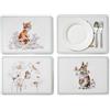 Portmeirion x Wrendale Designs - Set di 4 tovagliette Pimpernel con retro in sughero, resistenti al calore e alle macchie, motivo floreale e animali