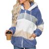 Yuson Girl Felpe con Cappuccio Donna Felpa in Pile Patchwork Manica Lunga Felpe Donna con Zip Autunno Invernale Felpa Pelosa Casual Giacca Teddy Outwear Caldo Cappotto con 2 Tasche(Blu, M)