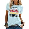 WIEIYM T-Shirt da Donna Manica Corta Bring On The Sunshine Tshirt Divertente Retro Logo Tshirt Donna Casual T Shirt Ragazze Moda T-Shirt Lettera Stampata Camicetta Top (Sky Blue, XL)
