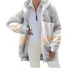 CMTOP Felpa Donna con Cappuccio Caldo Felpa in Pile Teddy Autunno Invernali Cappotto Patchwork Peluche Felpa Donna con Zip Outwear Casual Hoodie Giacca con 2 Tasche(Grigio, M)