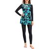 Generisch Costume da bagno musulmano da donna, a maniche lunghe, pantaloni lunghi, in due pezzi, conservatore, con taglio diviso, stile burkini alla moda, per nuoto, spiaggia, tempo libero, traspirante, ad