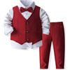 Yaopelky Completo Bambino Gilet Papillon Cerimonia | Morbido, traspirante, antipiega,Per Matrimonio e Cerimonie