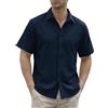 Gavliuu Camicia da uomo in lino con bottoni nascosti, casual, estiva, da spiaggia, a maniche corte, da uomo