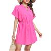 Koerye Donna Abito da Spiaggia Bottoni Vestito con Scollo a V Costumi da Bagno Bikini Cover Up Vita Stretta Abito Spiaggia Rosa