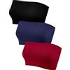 HESTYA Bralette Senza Spalline Senza Spalline Fascia Elastica Non Imbottita Tubo Top Reggiseno in Multi Colore, 3 Pezzi, Nero, Blu Navy, Rosso Vino, S/M