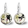 So Sweet Orecchini cabochon il gatto primaverile , Regalo di Natale per idea regalo moglie - San Valentino- regalo di compleanno - argento antico (ref.71-1a).