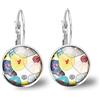 So Sweet Orecchini cabochon fiori astratti - Regalo di Natale per idea regalo moglie - San Valentino-regalo di compleanno - argento antico (ref.21a).