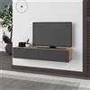 EffeZeta Mobile porta TV sospeso Francy rovere antracite ante a ribalta 135x31.7x25 cm.