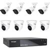 VulTech Security Kit DVR 8 Canali 4 Telecamere Bullet 4 Telecamere Dome 5Mpx