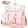 Generic Borsa porta abiti rosa per donne da viaggio, 50,8 cm, graziosa borsa da viaggio in pelle PU, senza pieghe, borsa da viaggio per abiti da sposa con borsa per scarpe, cestino per luna di miele o viaggi