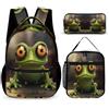 WECECE Set Zaini Frog Studenti con Borsa Termica e Astuccio, Borsa Scuola Ugly Bambino 8-13 Anni per Primaria e Tempo Libero