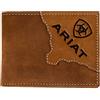 ARIAT Portafoglio Western Uomo Bifold Slim Fit Bicolore Med Brown | Struttura in pelle, layout a due pannelli, organizzazione per carte e contanti, trasporto quotidiano compatto