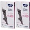 Calza Sauber Donna Qskin 140DEN a Righe Biscotto Nero Taglia L/Xl 2x1 St