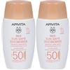 Apivita Bee Sun Safe Daily Age Repair Fluido Viso Colorato per Rughe, Macchie Scure SPF50 2x50 ml