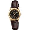 Casio LTP-V001GL-1B - Orologio analogico da donna, con cinturino in pelle e quadrante nero, nero